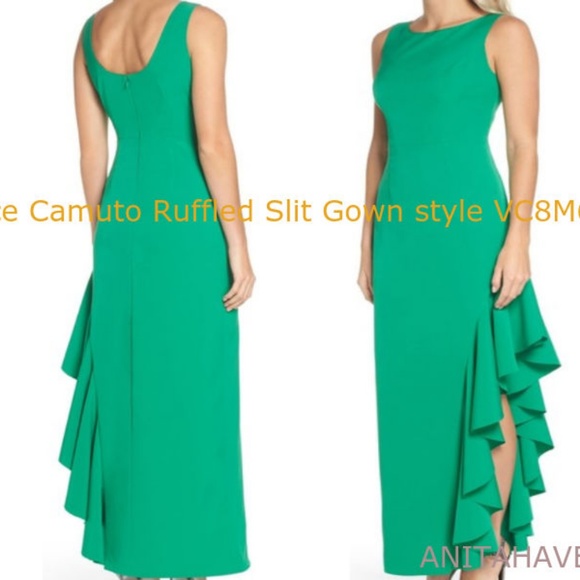 Vince Camuto Ruffled Slit Gown style VC8M6602 - Picture 2 of 2